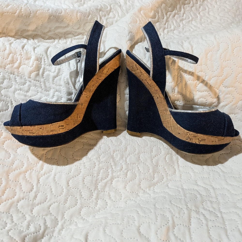 Baby Phat denim wedges sz 8.5